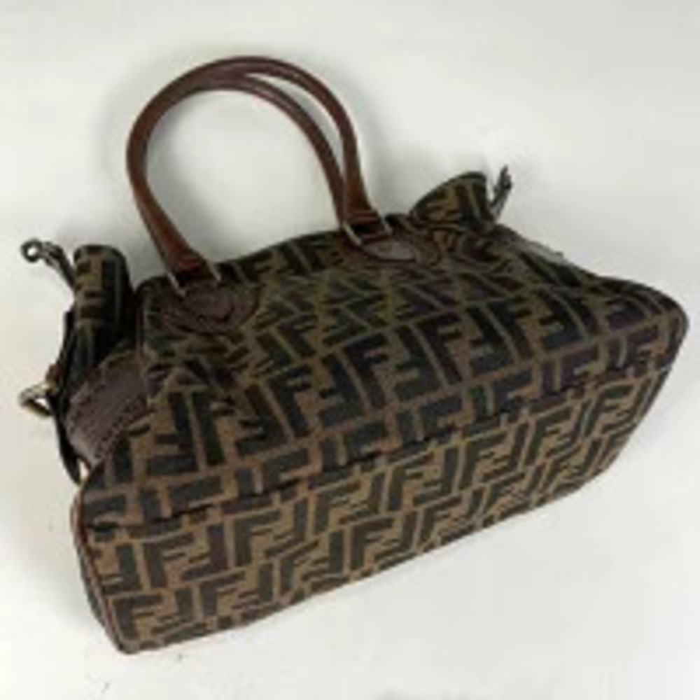 Fendi Handbag Brown Canvas Tote Zucca Etnico